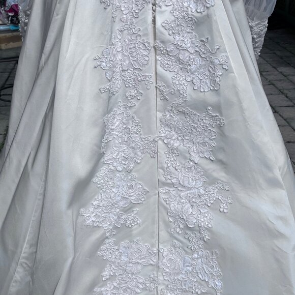 Vtg 70's Victorian Prarie Ivory Custom Bridal Dress Gown Train + Juliet Cap Veil - Picture 6 of 16